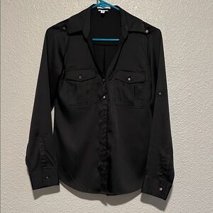 Express Portofino Black Button-Up Blouse